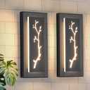 tewei LED Outdoor Wall Sconce, 15.7'' Black Outdoor Front Porch Lights Modern Exterior Lighting Fixtures, LED Exterior Wall Sconce for House, Hallway, Warm White 3000K, 2 Pack