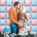 Kelfara Matte Pink and Blue Double Sided Square Foil Balloons Wall, 30Pcs 19 Inch Chrome Foil Balloons Tunnel Arch Kit for Gender Reveal, Baby Shower, Birthday Party Background Decoration