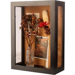12x17x6 Extra Deep Shadow Box , Wall Mounted Wood Shadow Box with Cork Back,Large Display Cases, for Displaying Photo Souvenir Collection (12x17,Rustic White)