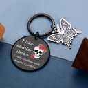 Halloween Keychain Boo Basket Stuffers Gifts Funny Gothic Skull Dark Humor Engraving Spooky Witchy Accessory for Women, Witchy Gifts for Women Halloween Basket Stuff Gift for Teen Girl Cool