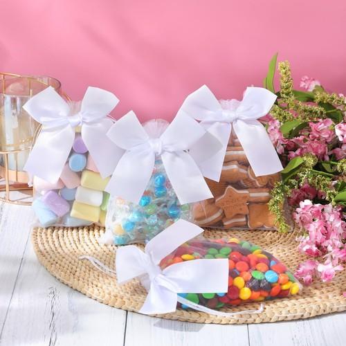Perkoop 50 pcs White Bow Organza Sachet for wedding Baby Shower
