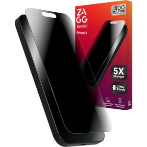 ZAGG Glass Elite Privacy Screen Protector for iPhone 16 Pro - 2-Way Privacy Filter, Ultra-Strong Tempered Glass, 5X Stronger, InvisibleShield, Smudge-Free, Easy Install, Recycled Content