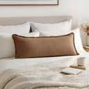 MIULEE Decorative Throw Pillow Covers Neutral Linen Fringe Throw Pillows Set of 1 Brown Boho Farmhouse Cushion Covers for Couch Sofa Bed Living Room Spring Home Decor 14x36 Inch