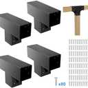 Pergola Kit T Shaped 4x4(Actual: 3.64"x3.64")-4 Pack Pergola Brackets 4x4-3 Way DIY Woodworks Gazebo Brackets Kit with Screws for Wood Beams-Elevated Wood Stand T Brackets for Sunroom Carport Cabin