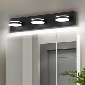 3-Light Bathroom Vanity Light Over Mirror, (24inch Dimmable) Matte Black LED Vanity Lighting Fixtures, Modern Bathroom Wall Light Fixtures with 360°Rotating Lamp Head (Cool White 5500K)