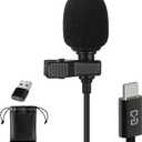 USB C Lavalier Microphone, Omni Condenser Clip-on Mic for iPhone 17/16/15, Samsung, Google, Oneplus, with USB-A for Computer & Laptop, 6.6FT, External Lapel Mic for Youtube, Interview & Podcast