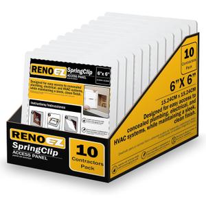 Plastic Access Panel 6x6 inches with Spring Click Technology - No Tools Required - For Drywall, Ceiling and Wall - Access Door for Plumbing, HVAC and Other Holes or Openings