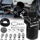 Universal 300ml Aluminum Baffled Oil Separator Catch Can Kit with Installation Bracket and Thickening Tube Black