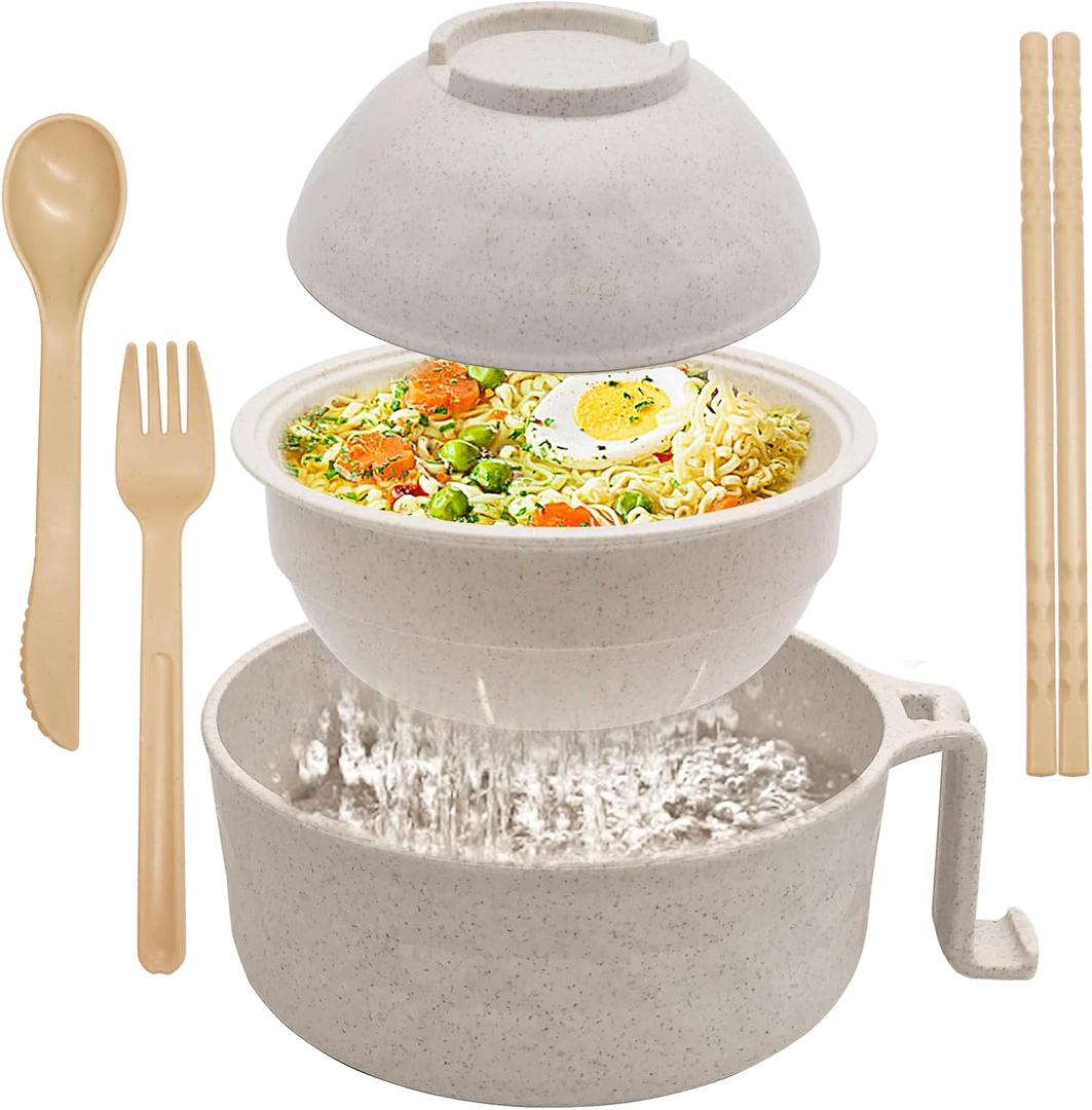 Lshfwn 33oz Ramen Cooker Microwave,Ramen Bowl Set with Chopsticks,Noodle Bowls Ramen Bowl Microwavable,College Dorm Room Essentials for Girls Boys