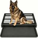 Indoor Dog Potty Toilet, Elevated Pee Pad Holder for All Breeds, Keeps Paws & Floors Clean, Ideal for Bedroom/Dorm, Rainy Days & Early Mornings/Late Nights (Black, L: 30.7 x 19.7 x 3.2 inch)