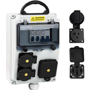 RV Power Outlet Box, RV Power Outlet Panel with Breaker, with NEMA 14-50RNEMA 5-20 RV Outlet Breaker Box, RV Outlet Box for RV Camper Trailer Motorhome Electric Car Generator