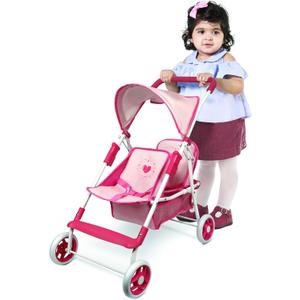 Anivia Baby Doll Collection Doll Stroller Heart Design Gifts for Toddlers and Girls Foldable Doll Stroller