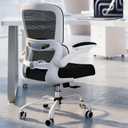 Office Chair - Ergonomic Desk Chair with Adjustable Lumbar Support, Mesh Computer Chair, Executive Chairs for Home Office Comfortable Lumbar Support (White+Black)