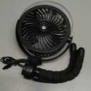 Misting Stroller Fan, 6000mAh Battery Operated Portable Fan with Light & 360 Pivoting, Personal Fans with Flexible Tripod for Baby, Office, Travel,Treadmill,Outdoors (Black)