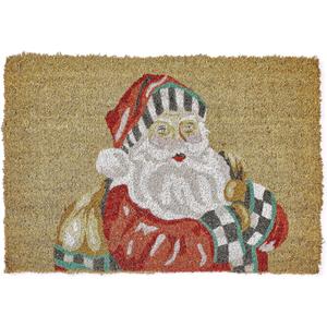MACKENZIE-CHILDS Entrance Mat, Decorative Outdoor Front Door Mat for Christmas, Coir Door Mat, 24" x 36", Santa with Presents