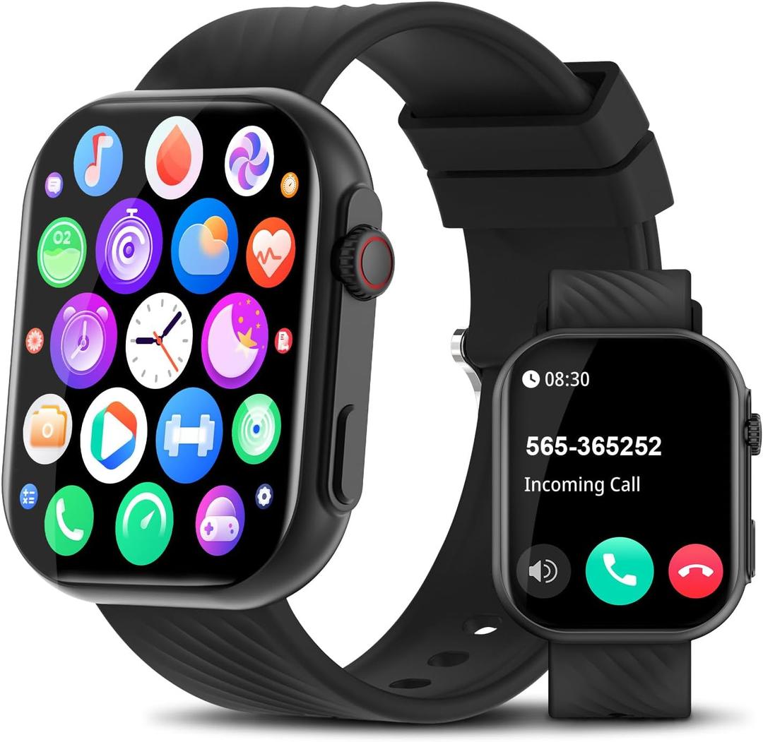 PJYUBVOR Smart Watch for Men Women (Answer/Make Calls), 2.0" Fitness Tracker with 100+ Sport Modes, Heart Rate/Sleep Monitor, Pedometer, SpO2, IP68 Waterproof Smart Watch for Android iOS Phones