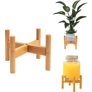 Adjustable Water Dispenser Stand,Drink Dispenser Holder only for Drinks Beverages Lemonades and Juices.Bamboo Indoor Plant Stand holder Fits up to 11.6 Inches