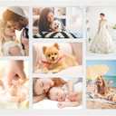 4x6 Oak Wood Picture Frames Collage Wall Decor White, Solid Oak Wooden Family Photo Collage Frame 7 Openingss, Glass Front, Wall Hanging Display 7 4x6 Pictures (13.5x11.5-7 openings)