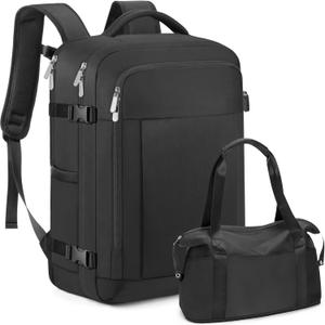 RDTGO Travel Backpack For Women, 40L Carry-On Backpack, Airline Approved Personal Item Bag, Waterproof Laptop Backpack with Large Duffel, Casual Daypack for Buisness Gym Weekend Hiking (Black)