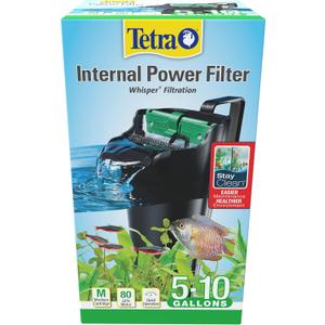 Tetra Whisper Internal Power Filter 5 To 10 Gallons, For aquariums, In-Tank Filtration With Air Pump, Black