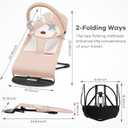HKAI Baby Bouncer, Portable Baby Bouncer Seat for Babies 0-18 Months, 100% Cotton Fabrics, 3 Modes of use with Rocker and Stationary Options, Infant Rocker Chair with Hanging Toys-Organic Oat