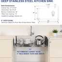 ROVATE 27 x 18 Drop-in Kitchen Sink Single Bowl 18G 304 Stainless Steel