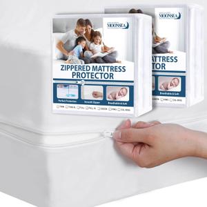 Twin Mattress Protector Waterproof 2 Pack Zippered for Kids, 6-Side Waterproof Twin Size Mattress Encasement, Box Spring Cover