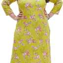 Tissu Women's Plus Size Light Green & Pink Printed Kurta with Palazzo (3X-Large Plus)