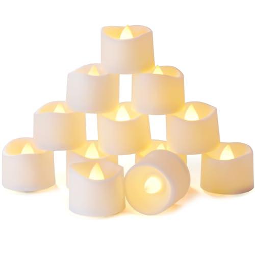 Homemory Timer Tea Lights Candles Battery Operated, 6H Timer Built-in, Auto On Daily, Flameless LED Tealight Votives for Table Centerpieces, Lantern, Holiday Decor, Warm Lamp, No Remote, 12-Pack