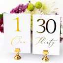 Table Numbers 1-30 | Elegant Gold Foil Table Number Cards, Double-sided, Sturdy 4x6 inches with Head & Gift Table | Perfect for Wedding Reception & Special Events