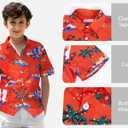 Yoimira Boys Christmas Shirt,Ugly Tropical Hawaiian Shirts for Kids Button Down Vacation Party Short Sleeve 7-14 Years