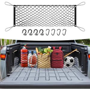 Truck Bed Cargo Net for 2022-2025 2026 Rivian R1T/R1S Accessories Envelope Style Mesh Trunk Net Organizer and Storage Stretchable Adjustable Elastic Nylon Rear Cargo Netting with Hooks