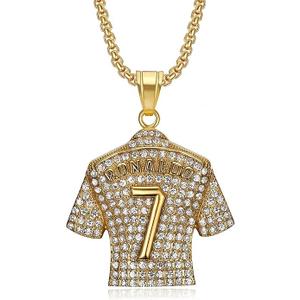 Number 7 Soccer Jersey Necklace for Boys, No.7 Soccer Jersey Ball Necklace for Mens, No.7 Jersey Soccer Necklaces for Football Fans (Gold)