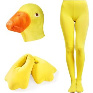 Liitrsh 3 Pcs Winter Duck Costume Accessories Set Funny Duck Mask Feet Slippers Shoes Socks for Carnival Men Women Cosplay