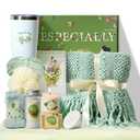 LUVTRACE Self Care Giftst for Women 11 in 1 Spa Gift Baske Box with Blanket, Candle, Bath Salt & Tumbler  Birthday, Get Well Soon, Thinking of You, Christmas Gifts (Turquoise-11 in 1) (Turquoise)