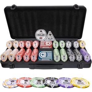 Luna 14 Gram Clay Poker Chips Set for Texas Holdem, 500PCS Numbered Chips, Features a High-end Carrying Case with Strong Eva Foam Inside and German Polycarbonate Shell (Multiple Colors)
