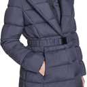 Kenneth Cole New York Women's Pillow Collared Fashion Puffer With an Inner Bib Removeable Buckle (Blue, XL)