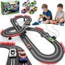 3-in-1 Slot Car Race Track Sets with 4 High-Speed Cars, Electric Track, Dual Racing Game with Lap Counter & 2 Controllers, and Circular Overpass Design Toy Gift for Boys Kids Ages 4-6 6-8 8-12