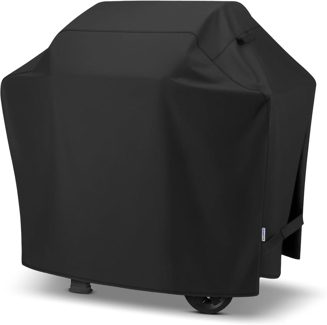 SunPatio Grill Cover 50 Inch, Outdoor Heavy Duty Waterproof Barbecue Gas Cover, UV & Fade Resistant, All Weather Protection Compatible for Weber CharBroil Kenmore Nexgrill Grills and More, Black