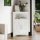 ChooChoo Corner Storage Cabinet, Small Corner Cabinet with Barn Door Design and Adjustable Shelf, Home Space Saver for Living Room, Bathroom, Kitchen, White