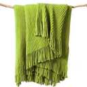 lifein Throw Blanket for Couch, Soft Green Boho Decor Bed Throw,Cozy Knitted Chenille Small Farmhouse Lightweight Throw for Spring(Green,50 * 60") (J-lime Green)