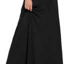 Womens Maxi A-line Long Skirt Casual 2026 Elastic High Waist Flowy Skirts with Pockets (Black, S)