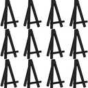 Chuangdi 12 Pieces Black Mini Wood Display Easel, Holder for Small Canvases, Cards, Photos, Notices, etc.(5 Inch)