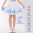 Sporty Girl's Pleated Athletic Skort with Built-in Shorts  Girls Athletic Skort - Toddler Tennis Skirt - Girls Golf Outfit (Blue)