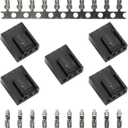 5PCS 4 Pin Terminal Crimping Female Connector Housing Black Nylon 66 Material Computer Chassis Cooling Fan Plug Interface