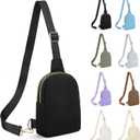 2 x Fashion Belt Bag Waist Pack Sling Waist Bag Sling Chest Waist Pack with Ajustable Strap Small Fashion Sling Pack Causal Travel Black