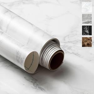 Very Berry Sticker Marble Contact Paper (Stone White, 15.7" x 78") Thick Premium Peel and Stick Countertop Wrap, Waterproof Vinyl, Renter Friendly for Kitchen Counters, Bathroom Vanities & Cabinets