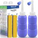 2PCS-Pack Portable Bidet for Toilet - 450ml Travel Bidet - 15oz Handheld Personal Bidet Empty Bottle - Childbirth Cleaner -for Outdoor,Camping,Travling,Driver,Personal Hygiene -with Storage Bag (450ml Blue X 2pcs hot Sales!)
