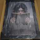 Dark vintage Victorian era woman reading dark college library wall art print bookish wall art print suitable for home bedroom (8x12in-Black-Wood-Framed, a04)