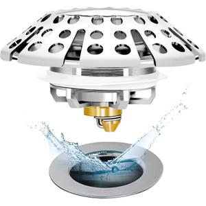 Anlige Bathtub Drain Stopper, Pop Up Tub Stopper with Drain Hair Catcher, Bathtub Plug and Cover with Strainer, Universal for 1.5 to 1.8in Tub Drain Hole